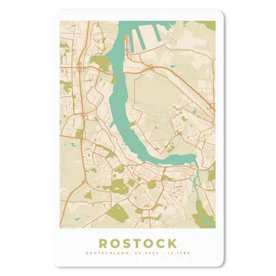 Produktbild von MuchoWow® Mauspad Mousepad Rostock - Karte - Stadtplan - Vintage 18x27 cm - Mousepads - Maus Mat - Pad - Mausunterlage