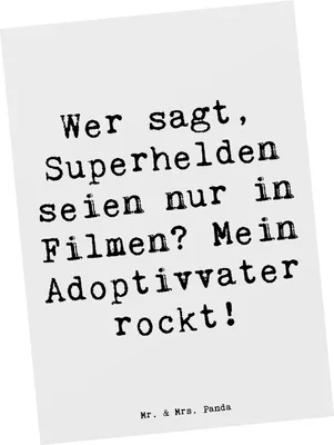 Produktbild von Mr. & Mrs. Panda Postkarte Spruch Adoptivvater Superheld - Weiß - Geschenk, Liebe, Ansichtskarte, Familienstruktur, einzelkarte, Ansichtskarten, Postkarten, Grußkarte