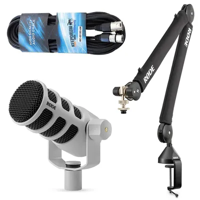 Productafbeelding van Rode Microfoon Podmic USB, wit, met PSA-1+ statief en kabel