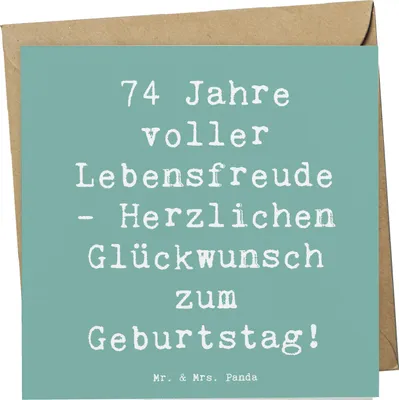 Produktbild von Mr. & Mrs. Panda Deluxe Karte Spruch 74. Geburtstag Lebensfreude - Meeresbrise - Geschenk, Glückwunschkarte, doppelkarte, faltkarte, anlasskarte, 74 Jahre, Happy Birthday
