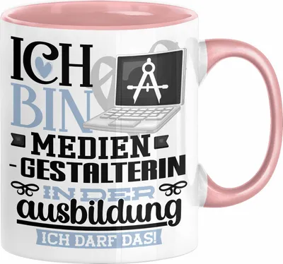 Produktbild von Mediengestalterin Ausbildung Start Geschenk Tasse Ich Bin Mediengestalterin In Der Ausbildung Ich Darf Das Kaffee-Becher Geschenkidee (Rosa)