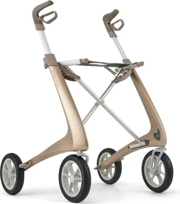 Produktbild von Acre Carbon Ultralight Rollator Komfort inkl. Rückengurt Stockhalter Tasche - Champagner