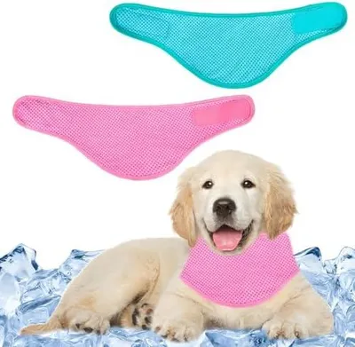 Produktbild von Kühlhalsband für Hunde Halstücher Kühlend, Atmungsaktiv Wärmeableitung Bandana Hund, Hundehalsband Kühlend, Bandana für Hundes zum Ausruhen, Schlafen, Sommerspaziergang & Spielen