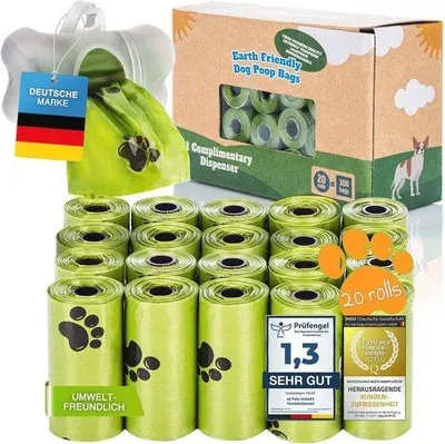 Produktbild von Famanu Hundekotbeutel mit Dispenser - Kompostierbare Hundekotbeutel (300 Stück)