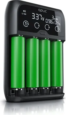Produktbild von Aplic Universal Akku Ladegerät mit LCD Display für Li-ion, Ni-MH, Ni-Cd, LiFePo4 Akkus