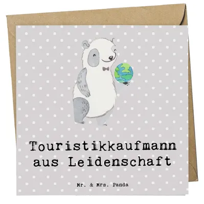 Produktbild von Mr. & Mrs. Panda Glückwunschkarte Touristikkaufmann Leidenschaft - Grau Pastell - Geschenk, Grußkarte, doppelkarte, Klappkarte, faltkarte, anlasskarte