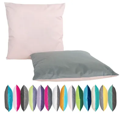Produktbild von JACK 2-farbiges Wende Outdoor Lounge Kissen 45x45cm Dekokissen inkl. Füllung Wasserfest Sitzkissen Garten Stuhl Lotus Effekt, Farbe:Grau - Rosa