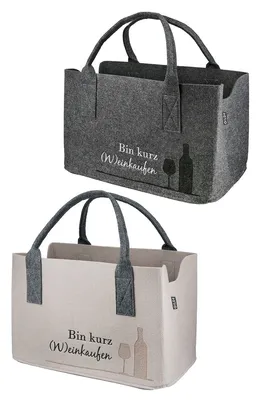 Immagine prodotto di Gilde Tasche, rechteckig, "bin kurz (W)einkaufen", Spruch, Filz, beige, dunkelgrau, L. 25 cm, B. 40 cm, H. 26 cm 44759 4063387447598 2 Stück (2-fach sortiert)