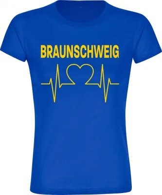 Produktbild von multifanshop Damen T-Shirt - Braunschweig - Herzschlag, blau, Größe XXL