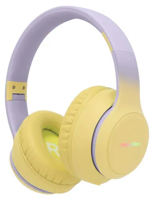 Productafbeelding van imoshion Draadloze Kinderkoptelefoon LED Light - Decibelbegrenzer - Met AUX kabel - Lavender Lilac / Yellow
