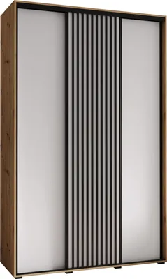Produktbild von MEBLE KRYSPOL Sapporo 1 Schrank mit 3 Schiebetüren  - 205,2x160x45 cm - Artisan Weiß Schwarz
