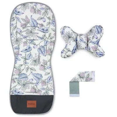 Image de Bellochi insert universel réversible pour poussette avec coussin et protections de ceinture - fleur de prairie