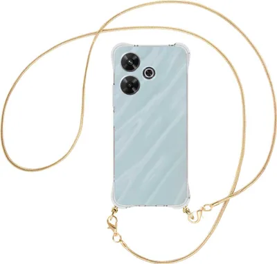 Produktbild von Handykette Backcover-Schutzhülle mit Band (Metall goldfarben) für Xiaomi Redmi Note 13R 5G (CN) / Redmi 13 4G - goldfarbene Snake-Kette