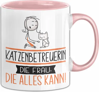 Produktbild von Katzenbetreuerin Geschenk Tasse Becher Die Frau Die Allen Kann Geschenkidee für eine Katzenbetreuerin Lustig (Rosa)