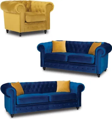 Produktbild von Chesterfield Sofagarnitur Couch Möbel Wohnzimmer Einrichtung 3+2+1 Sitzer