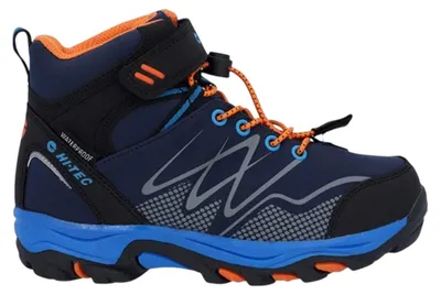 Image de Bottes de randonnée "Jackdaw" pour enfants, isolées et imperméables, modèle HD280 (taille 31 EU), coloris marine/bleu océan/orange, Image générée par une IA