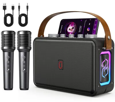 Immagine prodotto di Macchina per karaoke - 2 microfoni wireless - 150 W - Bluetooth 5.3