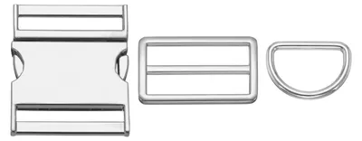 Image de Boucle métallique pour ceinture - 38 mm, système de fermeture rapide avec anneaux en D - pour sangles de ceinture - argent