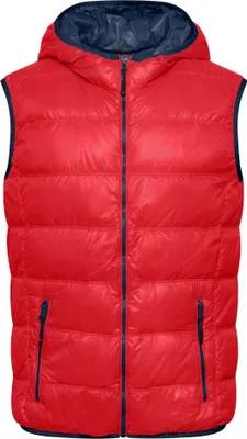 Produktbild von Ultraleichte sportliche Daunenweste mit Kapuze red/navy, Gr. XXL