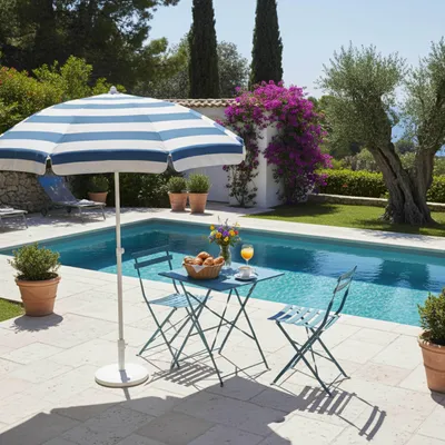 Image de Table de jardin et 2 chaises acier 60 cm bleu pacific - Oviala Rome