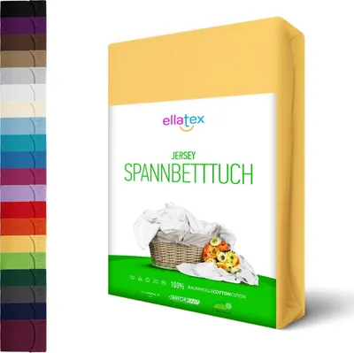 Produktbild von JERSEY Spannbettlaken Spannbetttuch 100% Baumwolle Bettlaken Betttuch Laken, in Größe: 140x200-160x200 cm, in Farbe: Gelb