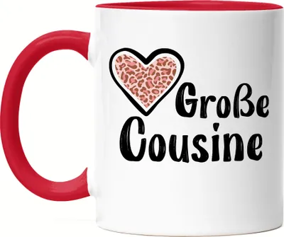 Produktbild von Große Cousine Tasse Rot Love Beschützerin Liebe Familie Spaß Freude Cousinen Geborgenheit Zusammenhalt