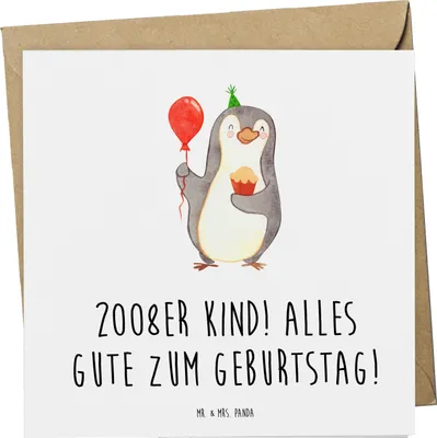 Produktbild von Mr. & Mrs. Panda Grußkarte 2008 Geburtstag - Weiß - Geschenk, feiern, Happy Birthday, Geburtstagsmotto, Glückwunschkarte, Alter, Klappkarte, doppelkarte, Geburtstagsgruß