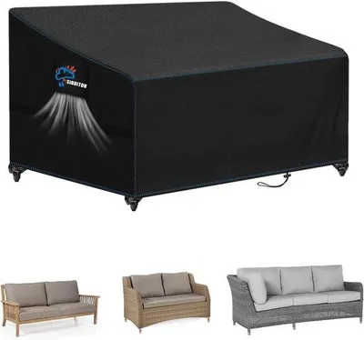 Image de Housse pour banc de jardin - imperméable et résistante aux UV - 1 pièce - noir - polyester 420D - 220 x 100 x 89/61 cm