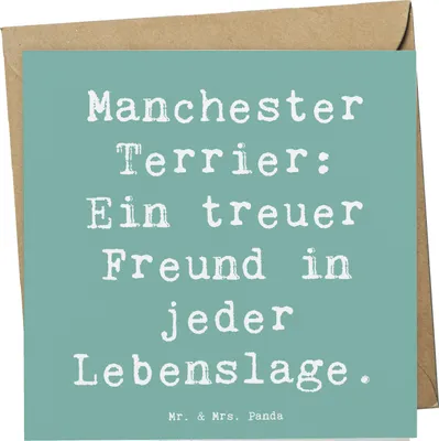 Produktbild von Mr. & Mrs. Panda Grußkarte Spruch Manchester Terrier Freundschaft - Meeresbrise - Geschenk, Hunderasse, intelligenter Hund, Glückwunschkarte, Hundeliebhaber, faltkarte