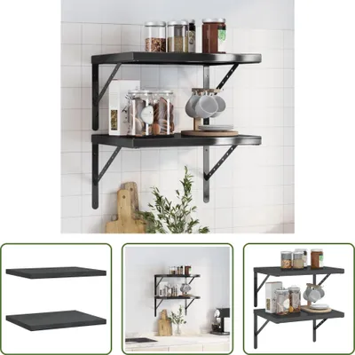 Immagine prodotto di The Living Store Mensole a muro 2 pz. 50x40x3 cm Nero Acciaio inox