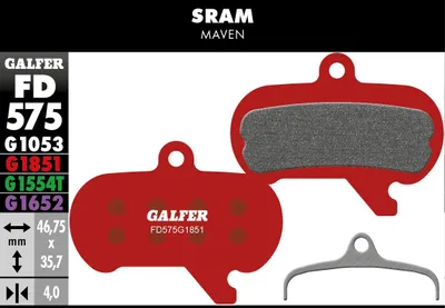 Produktbild von Galfer Sram Maven Advanced 575 Scheibenbremsbeläge Rot  Rot One Size