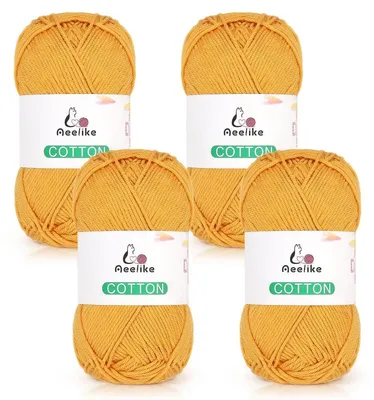 Immagine prodotto di Filato per maglia, 4 fili, 100% cotone, 4 gomitoli da 50g ciascuno. Delicato sulla pelle