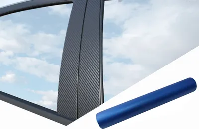 Produktbild von 6x PREMIUM A B C Säule Tür Leisten Auto Folie Set Blau Matt für viele Fahrzeuge