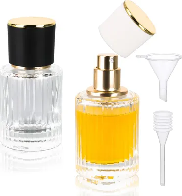 Imagen del producto de Juego de atomizadores para perfumes, 2 unidades de 30 ml, recargables, de vidrio, con embudo y gotero, ideales para viajes