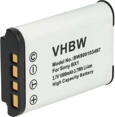 Produktbild von vhbw Akku kompatibel mit Sony Cybershot DSC-HX90, DSC-HX50V, DSC-HX90V, DSC-HX60, DSC-HX80, DSC-HX60V, DSC-HX95 Kamera (1000 mAh, 3,6 V, Li-Ion)