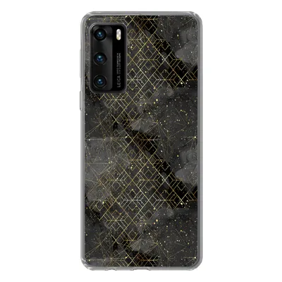 Produktbild von MuchoWow® Handyhülle Schutzhülle Hülle für Huawei P40 Marmor - Schwarz - Gold - Geometrie Silikon Softcase Handy Hülle - Handytasche