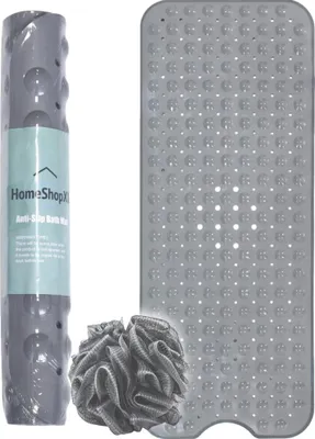 Produktbild von Badematte Duschmatte - 100x40cm - Antirutschmatte Grau mit Saugnäpfen - Antirutschmatte für Bad oder Dusche