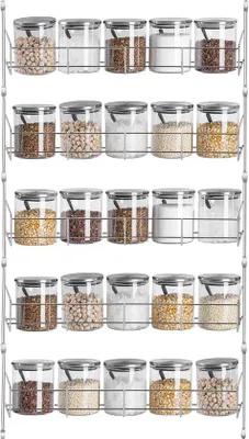 Image de Panier à herbes aromatiques chromé - Compartiments multiples - Rangement de protection pour terrasse - 59 x 158 x 61 cm