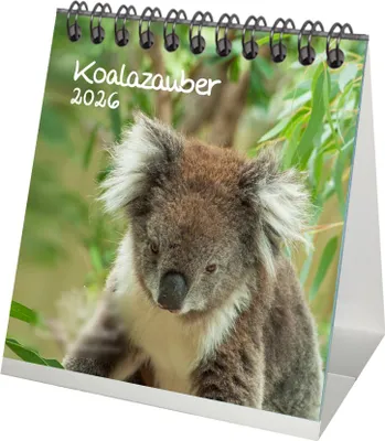 Produktbild von Koalazauber Tischkalender 10cm x 10cm für 2026 Koalabären, Koala - Geschenkset Inhalt: 1x Kalender 1x Weihnachtsanhänger 1x Grußanhänger (gesamt 3 Teile)