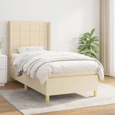 Produktbild von Cloris Designermöbel Boxspringbett mit Matratze Creme 90x190 cm Stoff 2024 Neu