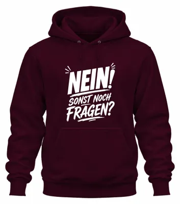 Imagen del producto de ¡No! ¿Alguna otra pregunta? Frase divertida, ironía, sudadera con capucha, color burdeos, talla M