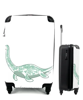 Produktbild von MuchoWow® Koffer Handgepäck Trolley Rollkoffer Kleine Reisekoffer mit 4 Rollen - Plesiosaurier - Dinosaurier - Junge - Mädchen - Kind - Cabin Size < 55x40x23 cm & 55x40x20 cm - Kinderkoffer - Kabinenkoffer - Boardgepäck - Reise-Box - Reisekoffer - Reisegepäck - Koffer mit Bild - Trolley für Kinder