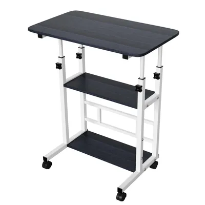 Produktbild von Höhenverstellbar Schreibtische mit Rädern PC Büro 60x40 cm Stehtisch Schwarz