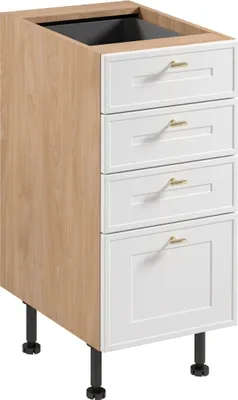 Produktbild von küchenunterschrank 40 cm mit Schubladen ohne Arbeitsplatte,  Sorento D40S4 AX, Weiß/Sonoma Eiche