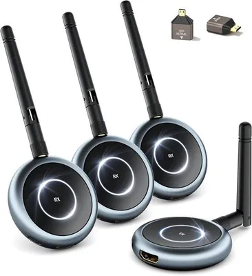 Produktbild von Schnelleinkauf - Wireless HDMI Sender mit 3 Empfängern, 5.8G HDMI Wireless Extender 165FT/50M, 1080P@60Hz Video Streaming für Laptop, PC, Kamera,