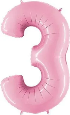 Produktbild von Riesenzahl Folienballon 40"/102cm | Pastel Pink Zahl: 3