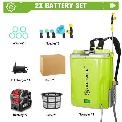 Produktbild von Elektrische Gartenspritze - Drucksprüher - 20 l Fassungsvermögen - Akkubetrieben - 2 Akkus Enthalten - Für Rasen, Garten und Pflanzen