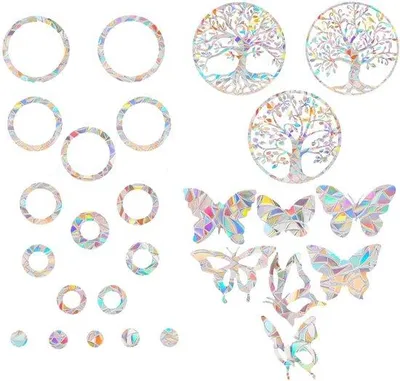 Produktbild von 27 Stück Fensterdeko Regenbogenfolie Vogelschutz Prismeneffekt