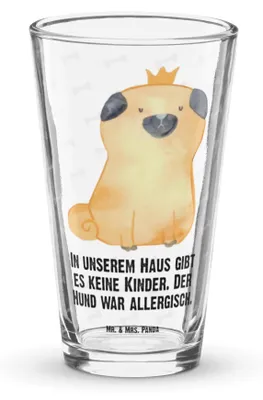 Produktbild von Mr. & Mrs. Panda Cocktailglas Mops Krone - Transparent - Geschenk, Bierglas, Pint Glas, Tumbler, Allergisch, Sprüche, Haha, Königlich, Hund, Longdrinkglas