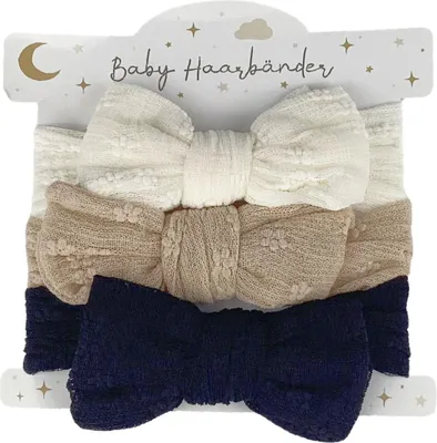 Produktbild von Baby Haarband 3 Stück, Stirnband Kleinkinder mit Schleife, 3er Set Haaraccessoires Mädchen